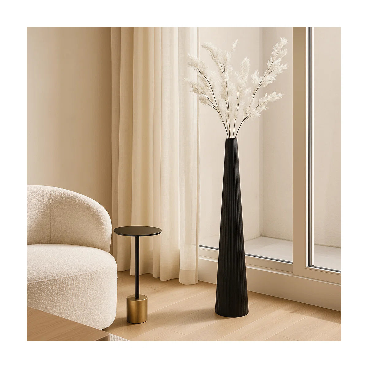 Kasea Decorative Floor Vase for Home Decor - Modern Tall Vase with Textured Finish - Sculptural Vases for Living Room - Statement Flower Vase for Corner Spaces