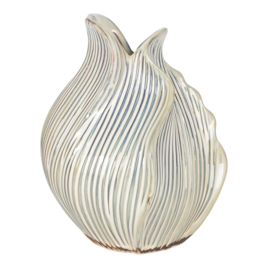 Handcrafted Pottery Earthenware Vase with Sculptural Curved Design