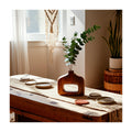 Vase Mango Wood Sculptural Cut-Out Design 8-Inch Natural Brown Boho Home Office Bedroom Living Room Decor