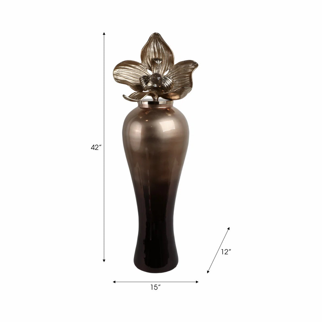 Small Oversized Vase With Metal Flower Toppr