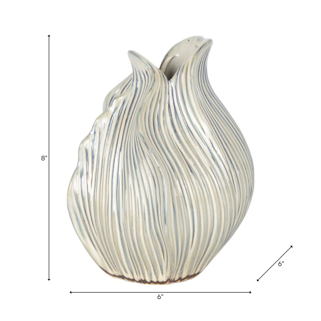 Handcrafted Pottery Earthenware Vase with Sculptural Curved Design