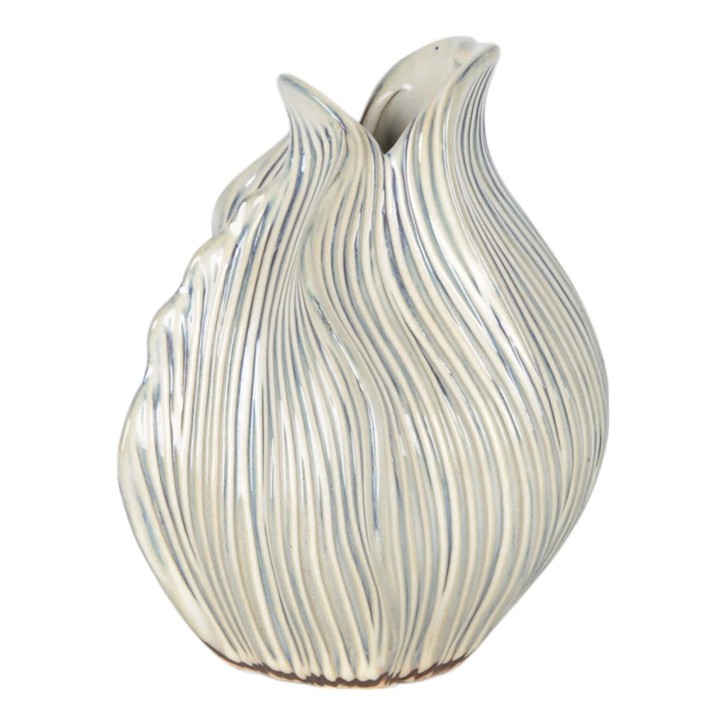 Handcrafted Pottery Earthenware Vase with Sculptural Curved Design