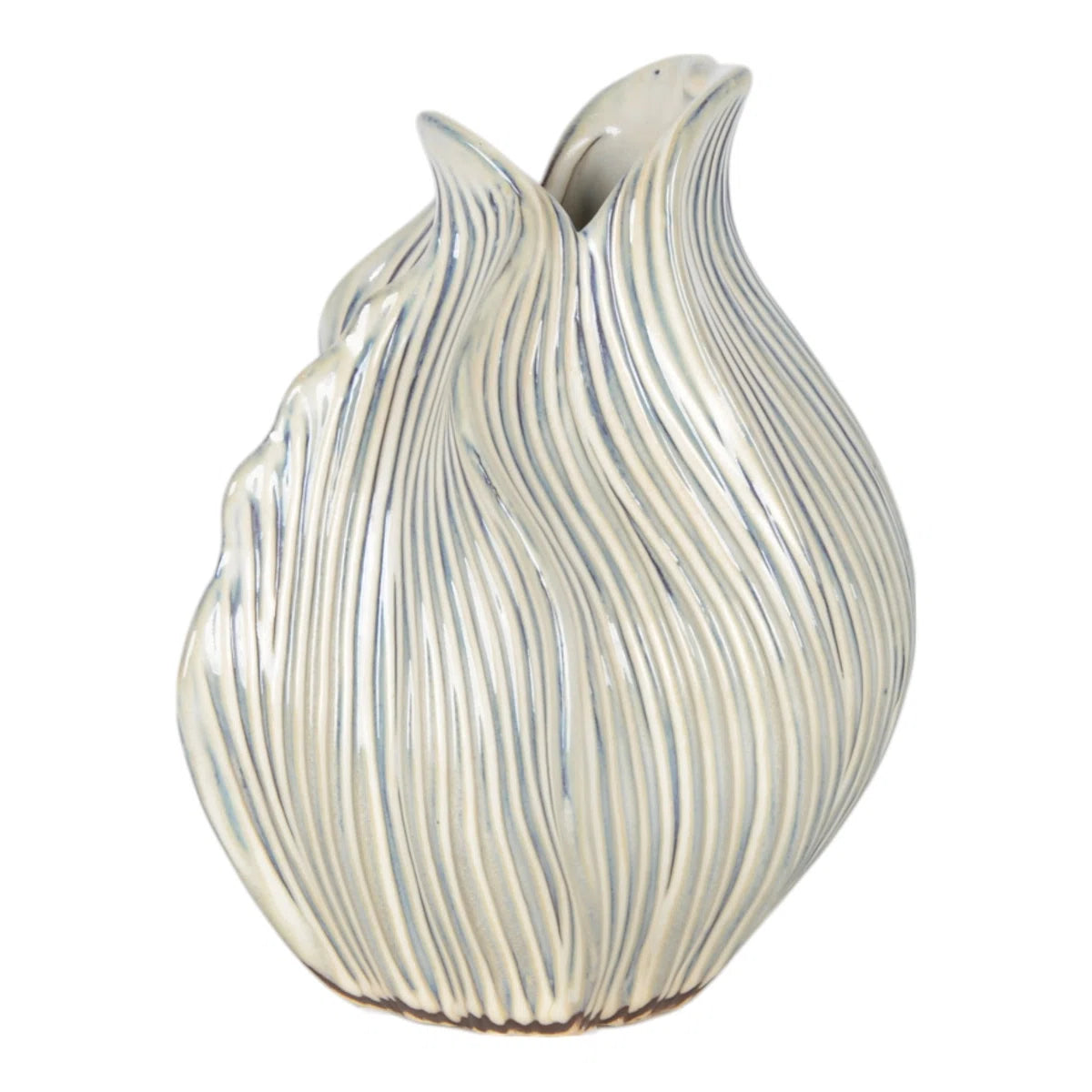 Handcrafted Pottery Earthenware Vase with Sculptural Curved Design
