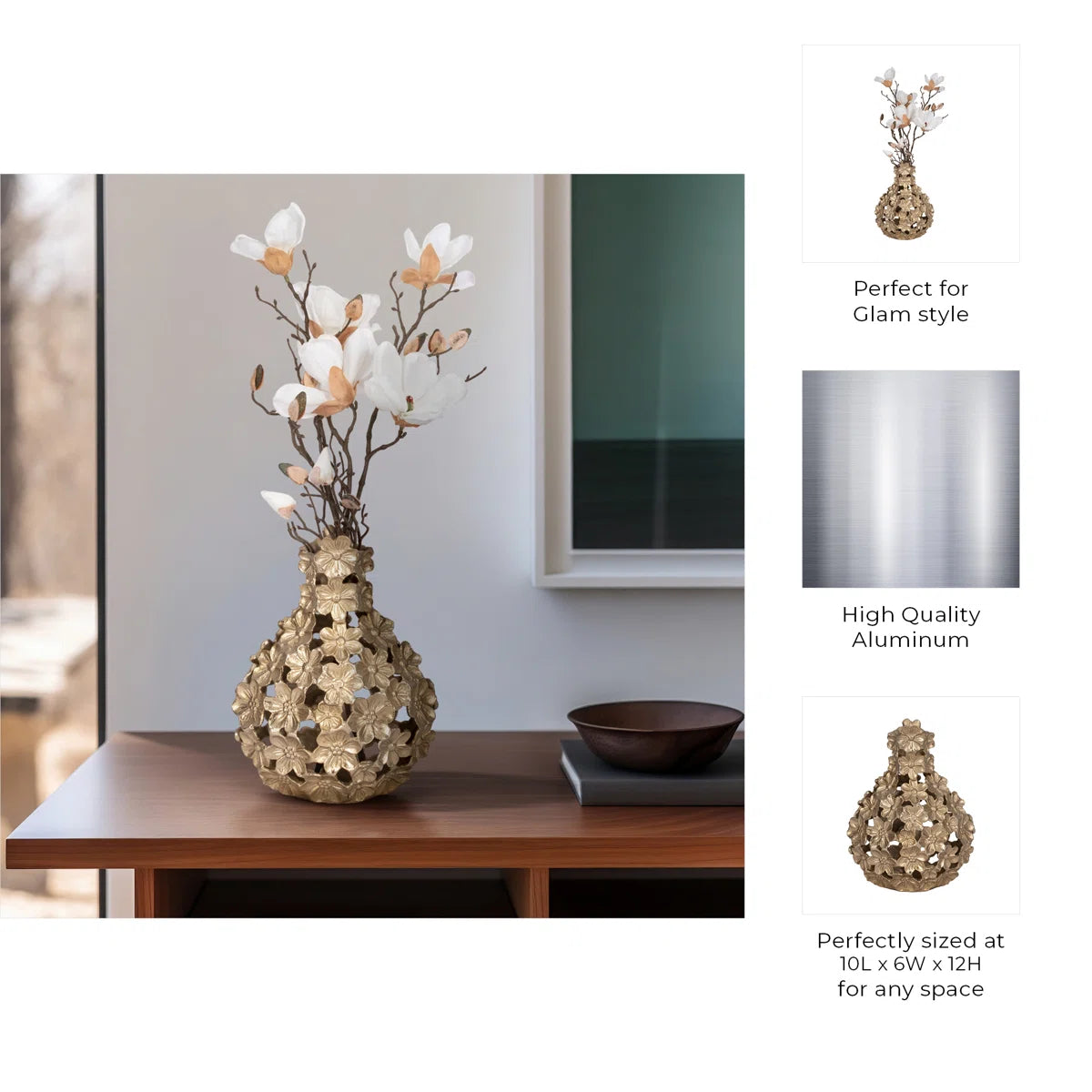 Adeline Decorative Floral Design Ceramic Table Vase For Home Decor - Artistic Flower Vase With Layered Sculptural Petal Detailing - Perfect Accent For Displaying Fresh Or Faux Floral Arrangements