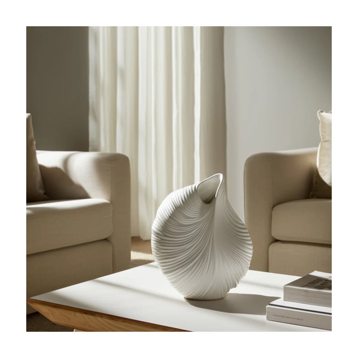 Karly Handcrafted Pottery Earthenware Vase with Sculptural Curved Design
