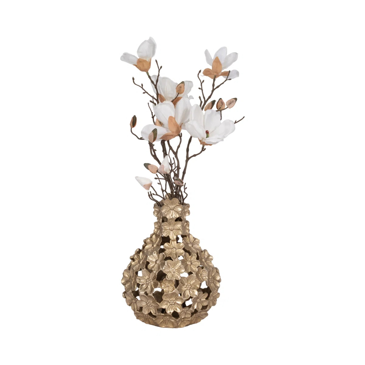 Adeline Decorative Floral Design Ceramic Table Vase For Home Decor - Artistic Flower Vase With Layered Sculptural Petal Detailing - Perfect Accent For Displaying Fresh Or Faux Floral Arrangements