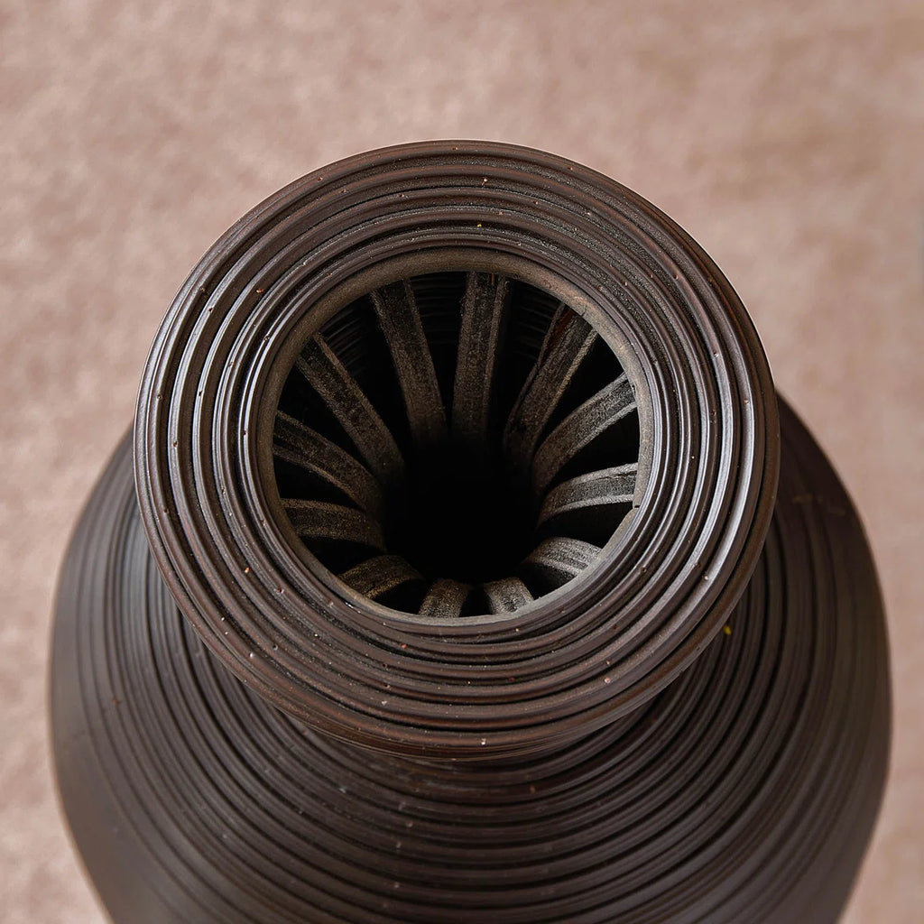 Aaban 24" Handwoven Pvc Rattan Floor Vase, 3-tone Sunset Gradient Finish, Boho Large Decorative Vase