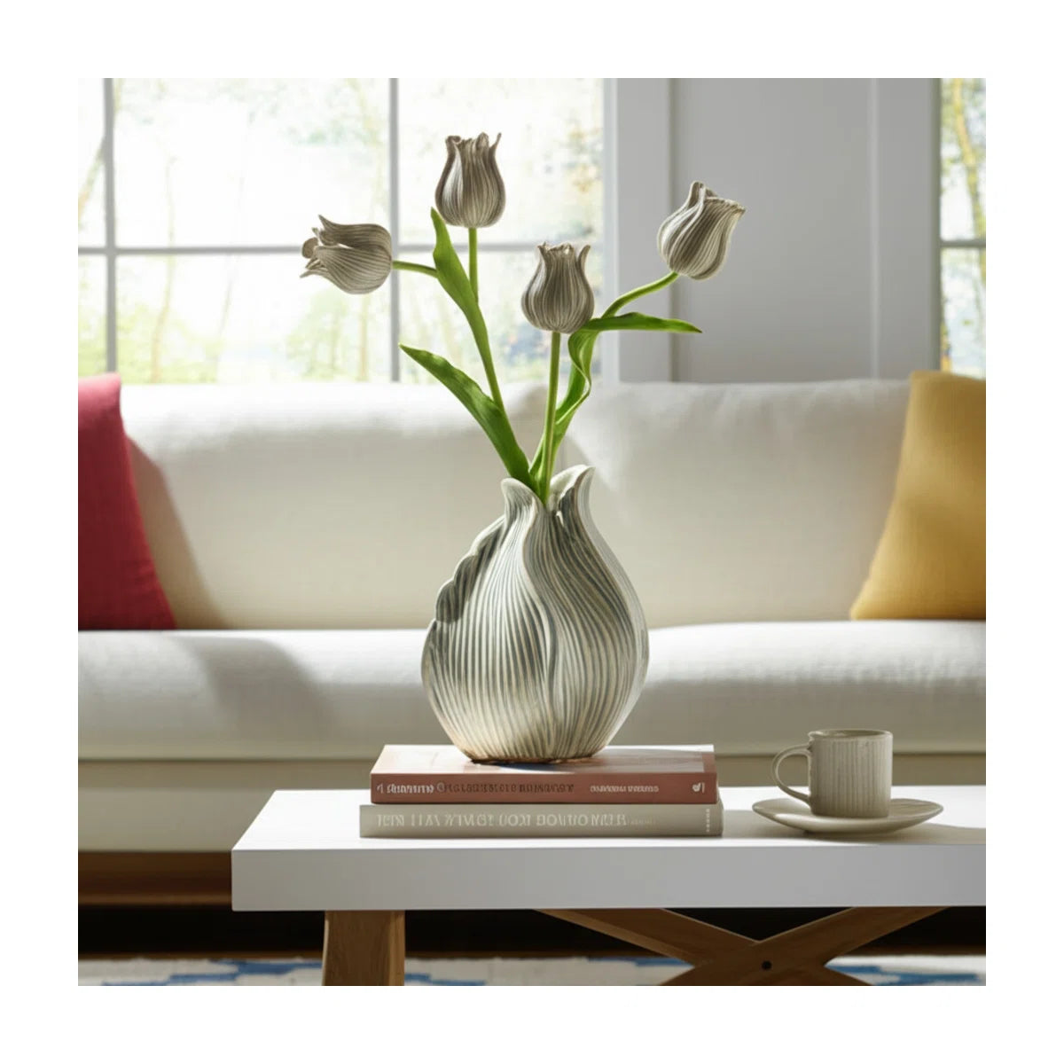 Handcrafted Pottery Earthenware Vase with Sculptural Curved Design